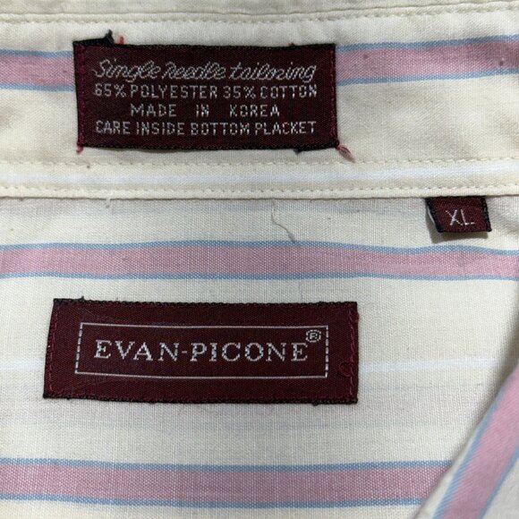 Evan Picone Vintage 80's Short Sleeve Striped Button Down Shirt Mens XL White - Picture 5 of 9